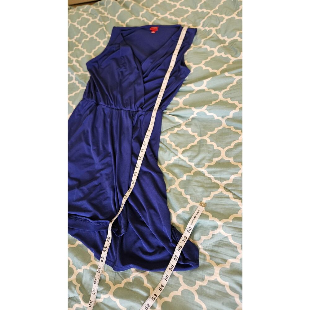 Merona Blue Faux Wrap Dress Womens Medium Sleeveless Elastic Waist Knee Length - Picture 8 of 9